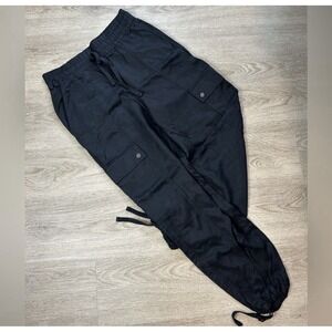 Athleta Black Cargo Jogger Pants with Ankle Ties